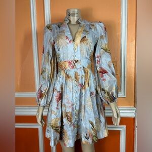 Zimmermann Ascension Floral-printed Linen Mini Dress